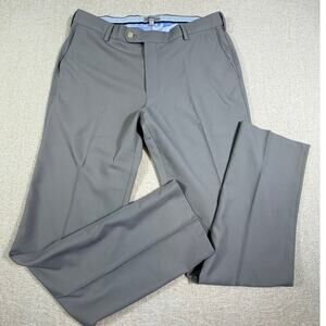 Peter Millar Men’s 34x32 Gray Flat Front Performance Dress Golf Pants Slacks